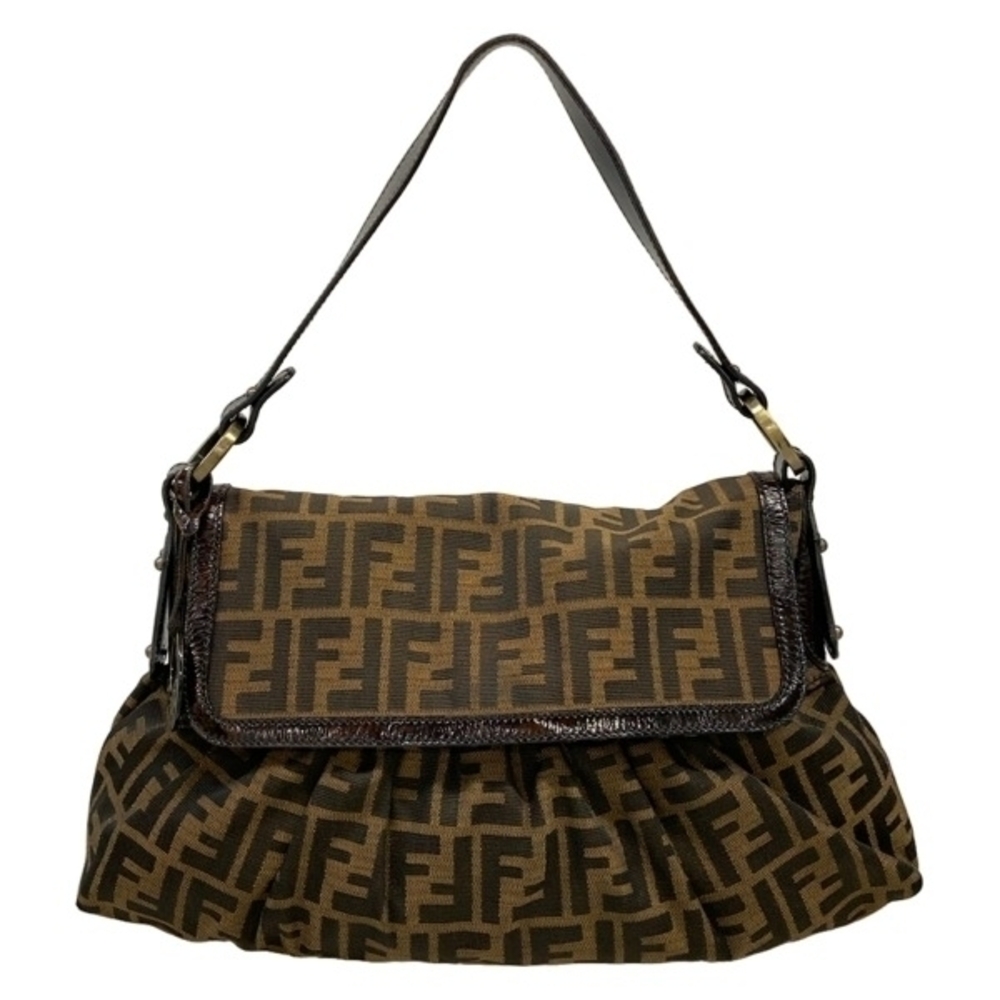 Fendi Shoulder Bag Chef Leather Brown Dark